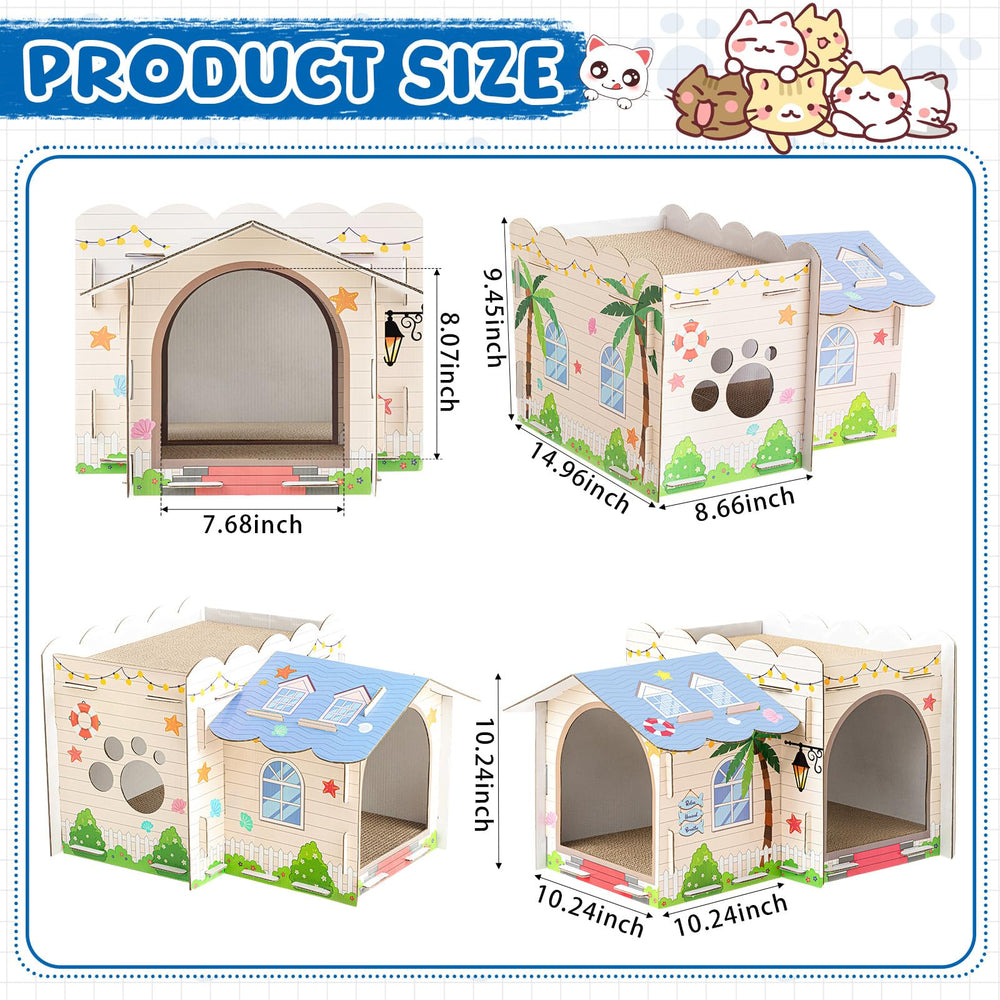 Lineshading 2-Story Cardboard Cat House with Scratcher Boards interior detail for scratching play