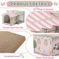 Lineshading cardboard villa exterior design creates charming, vacation-inspired ambiance for pets.