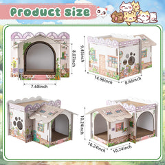Lineshading cat house interior with dual decks enables lounging comfort and private hideaway for pets.
