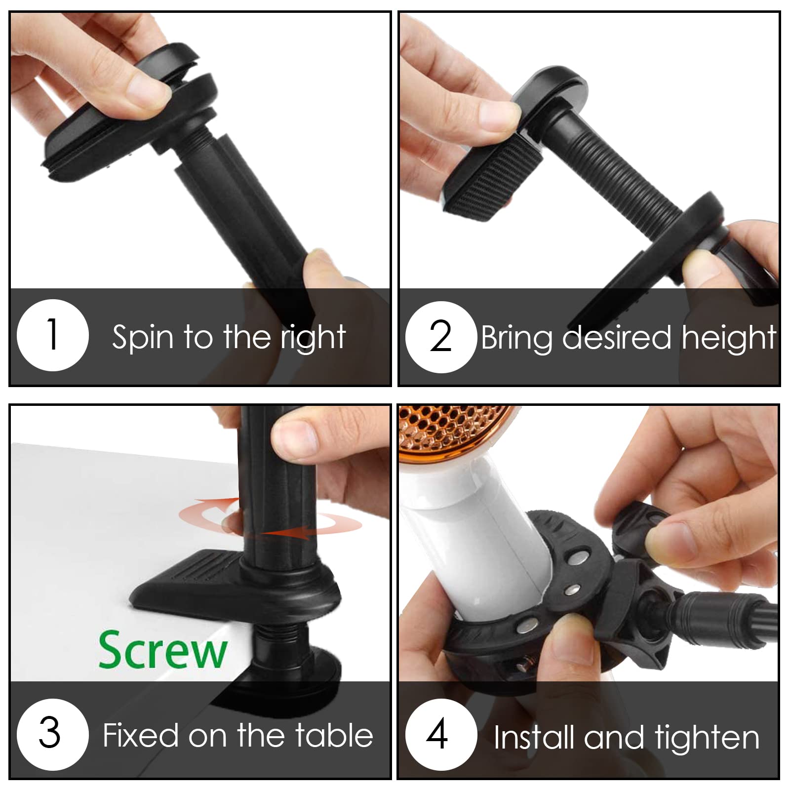 Linkidea clamp-edge mount secures on table edges for stable grooming.
