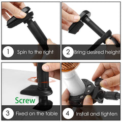 Linkidea clamp-edge mount secures on table edges for stable grooming.