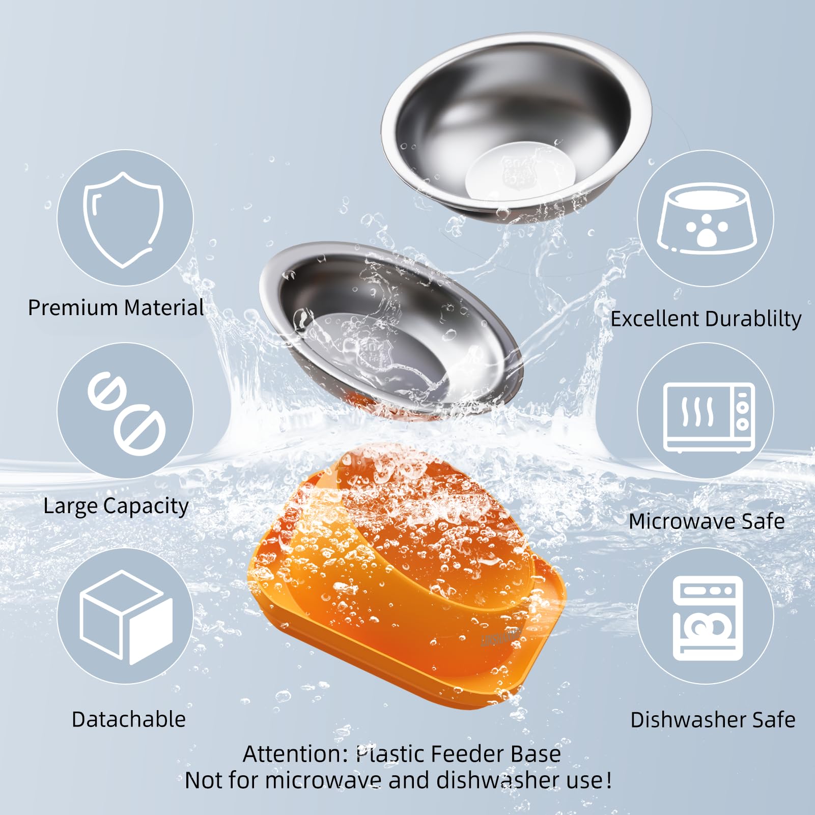 LINSHANMIN removable bowls in two depths suit single or multiple-cat households.