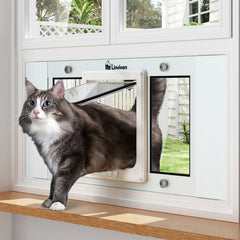 Linvivon cat door window insert with magnet closure allows quick, secure return.