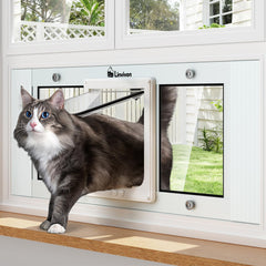 Linvivon cat door window insert enables easy no-drill installation and convenient access.