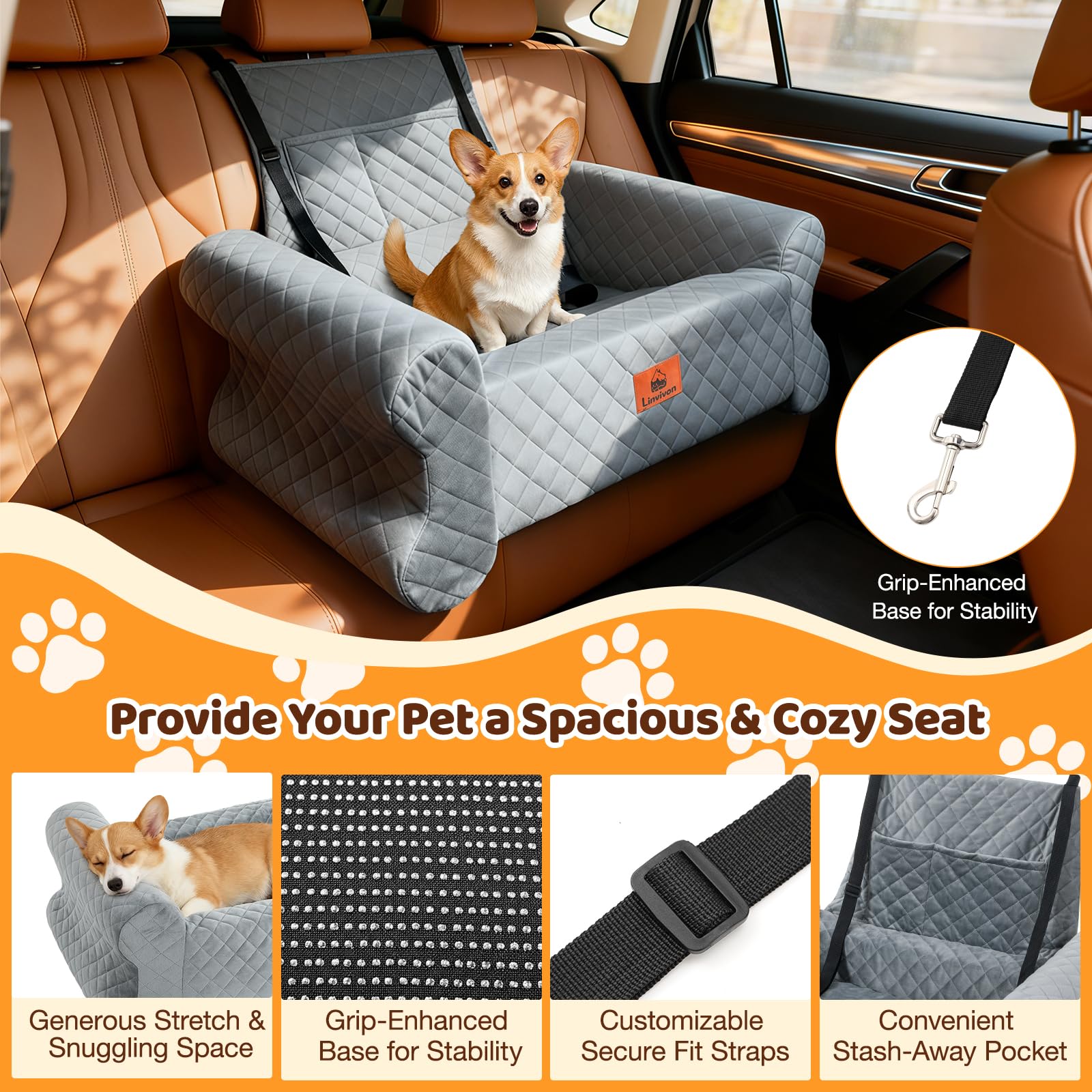 Linvivon dog car seat waterproof-cushion protects interior and eases cleaning during messy adventures
