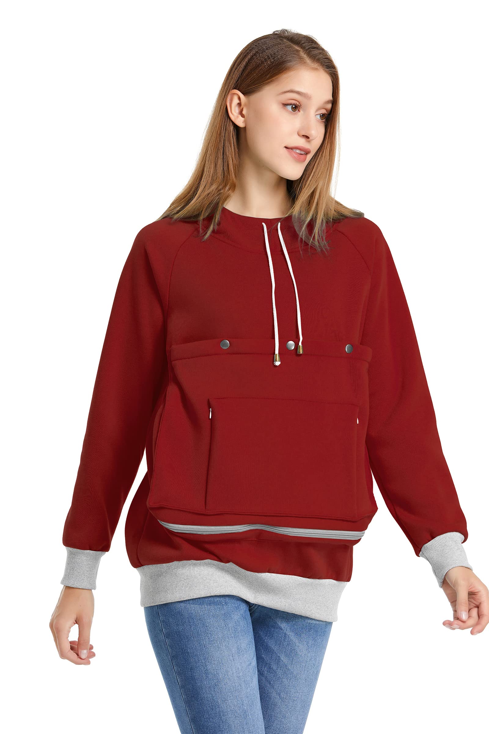 LINYUCHEN cat-dog carrier hoodie front view for hands-free pet transport