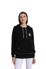 LINYUCHEN Cat Dog Carrier Hoodie front view shows hands-free warmth for you and a snuggly pet.