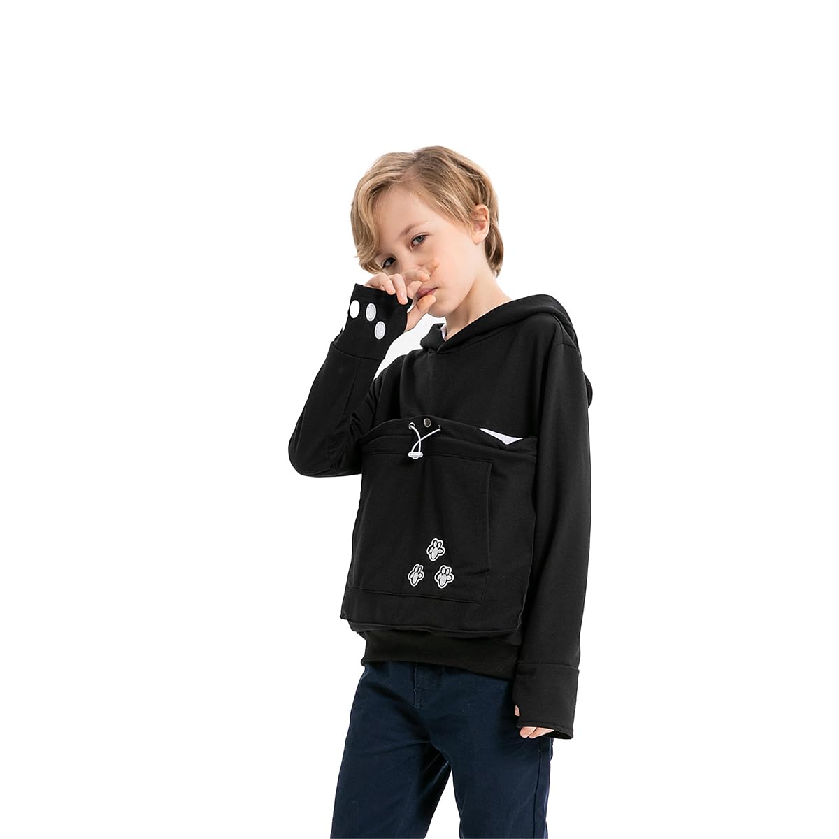 LINYUCHEN cat pouch hoodie front view shows the pet carrier