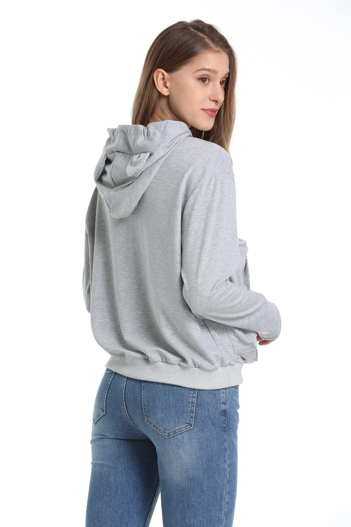 LINYUCHEN pouch hoodie detail highlighting ears hat and playful style