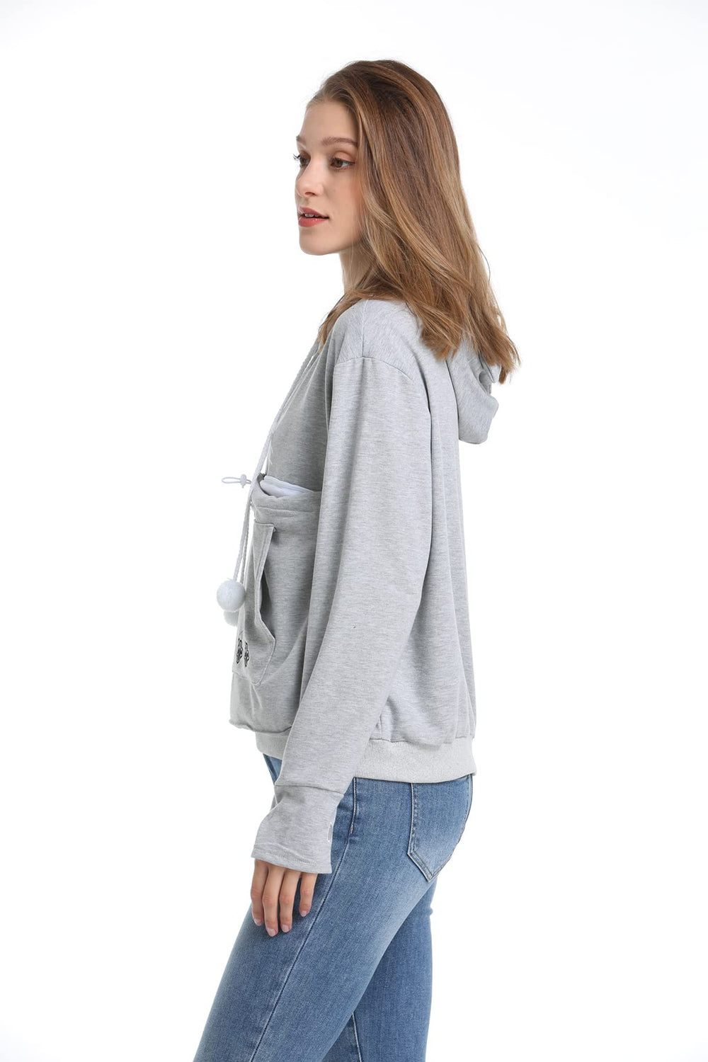 LINYUCHEN pouch hoodie with pet in pocket for cuddling at home