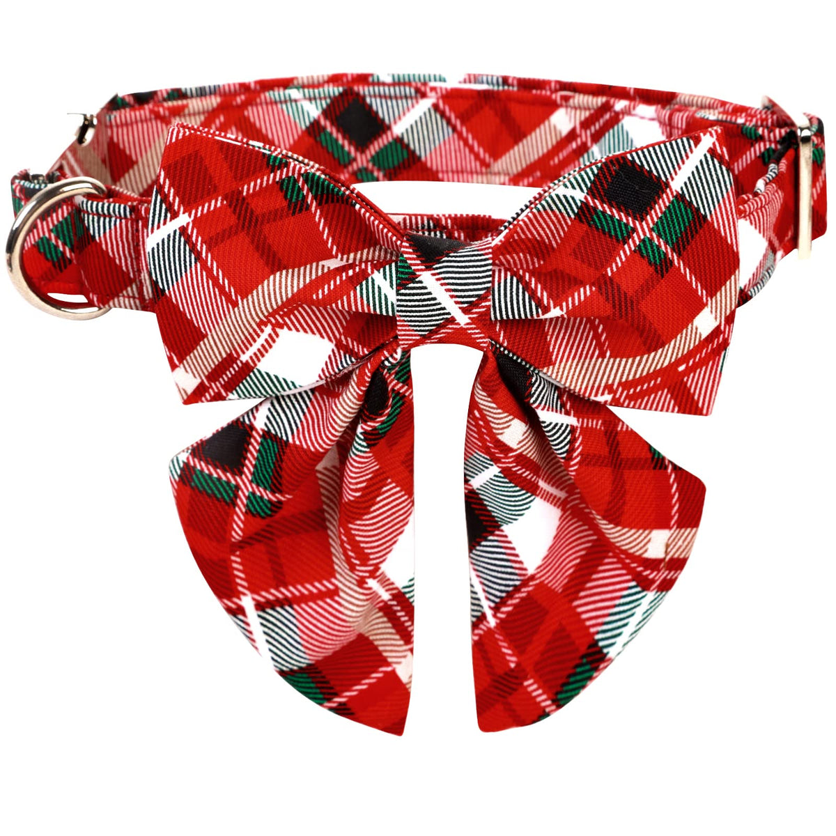 Lionet Paws Christmas dog collar with bowtie adds festive charm for holiday photos.