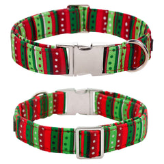 Lionet Paws Christmas dog collar metal buckle closeup for secure wear