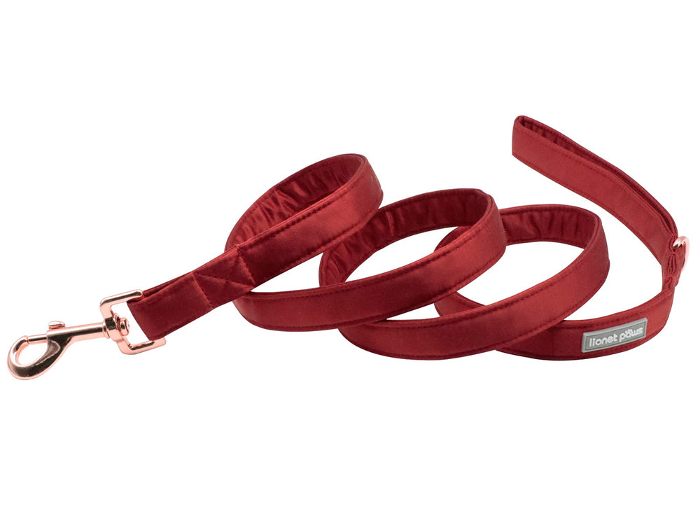 Lionet Paws silk red leash with matching collar for stylish outfits during parties