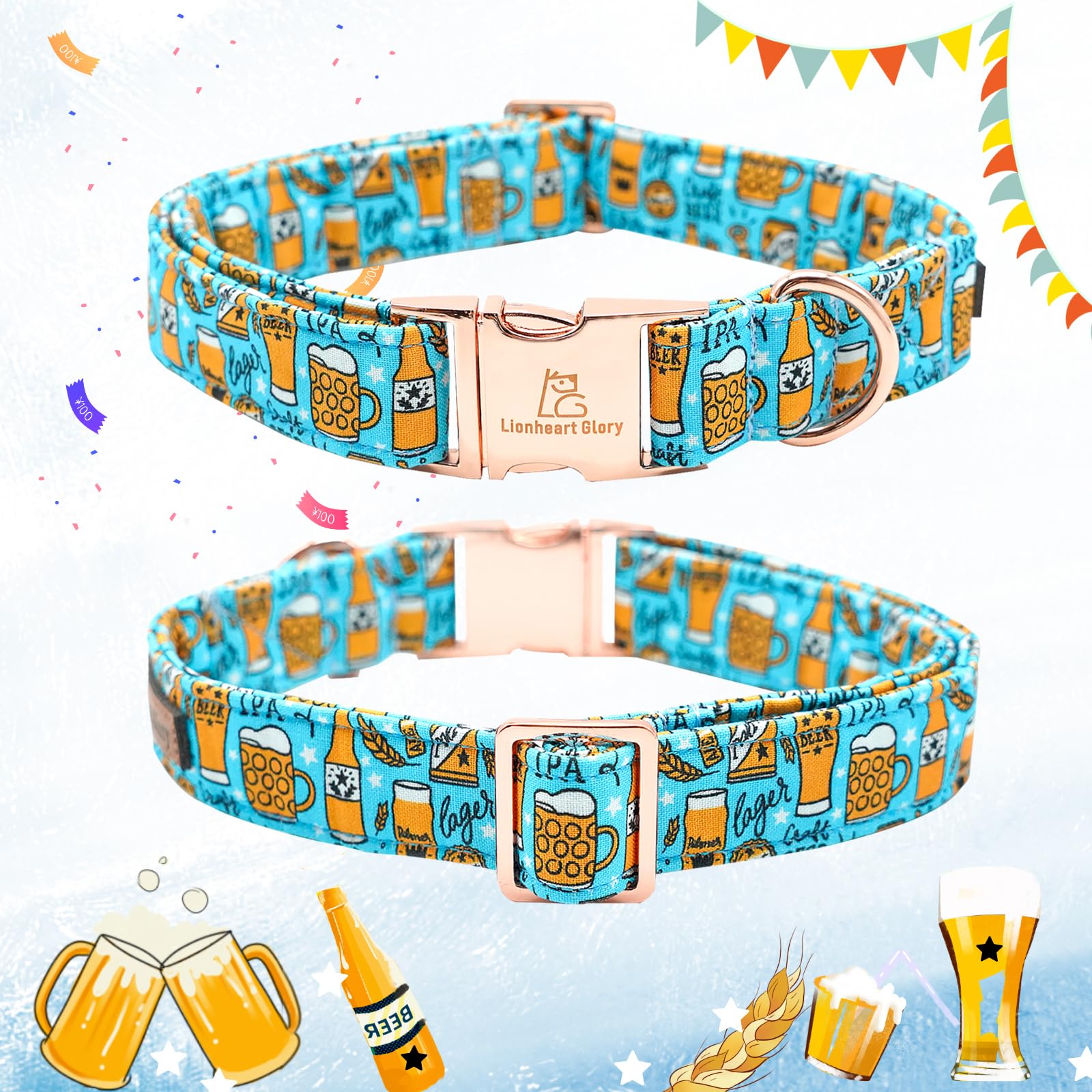 Lionheart Glory adjustable dog collar shows wide size range.