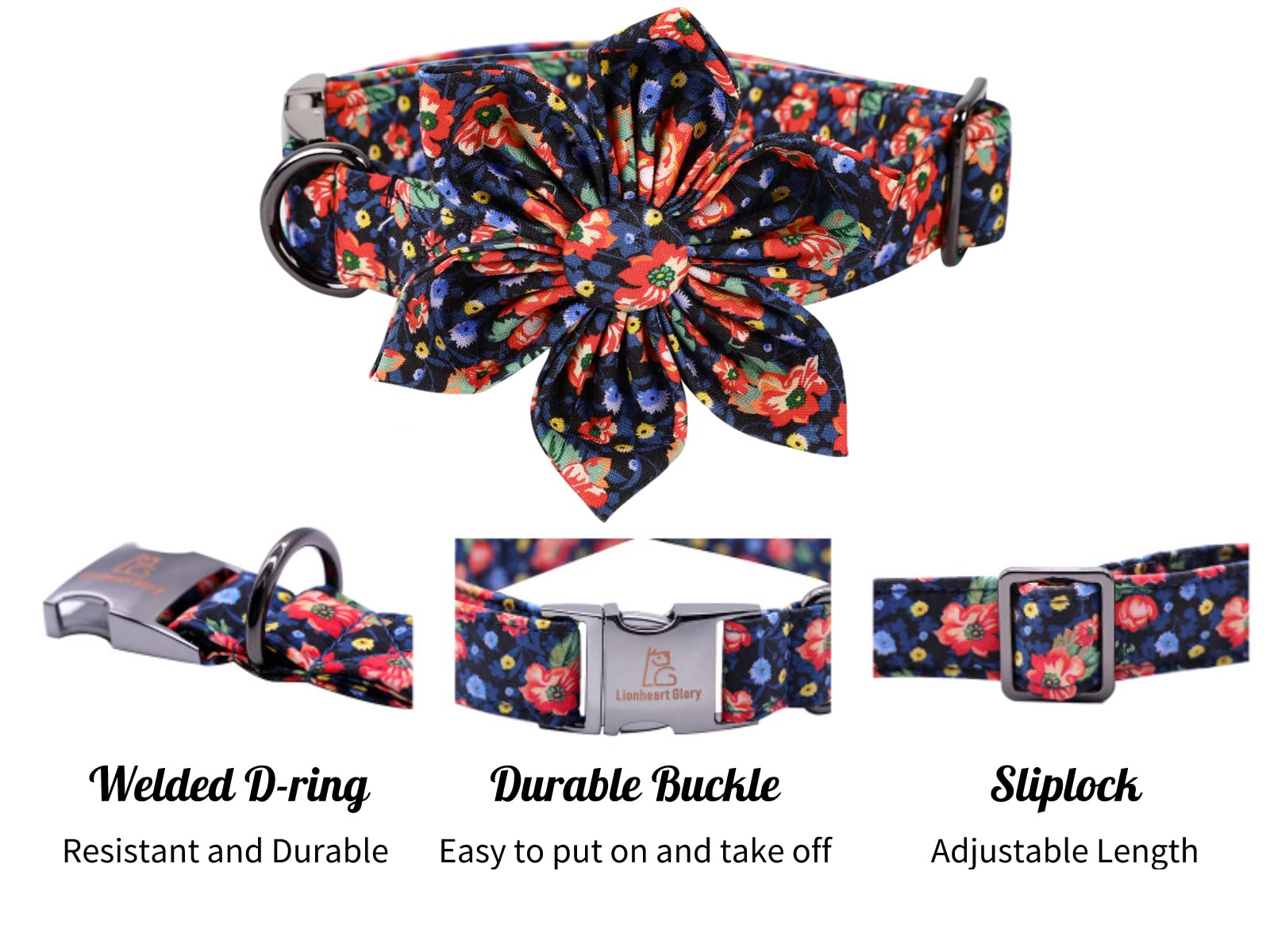 Lionheart Glory adjustable-medium-dog-collar: customizable fit for comfort.