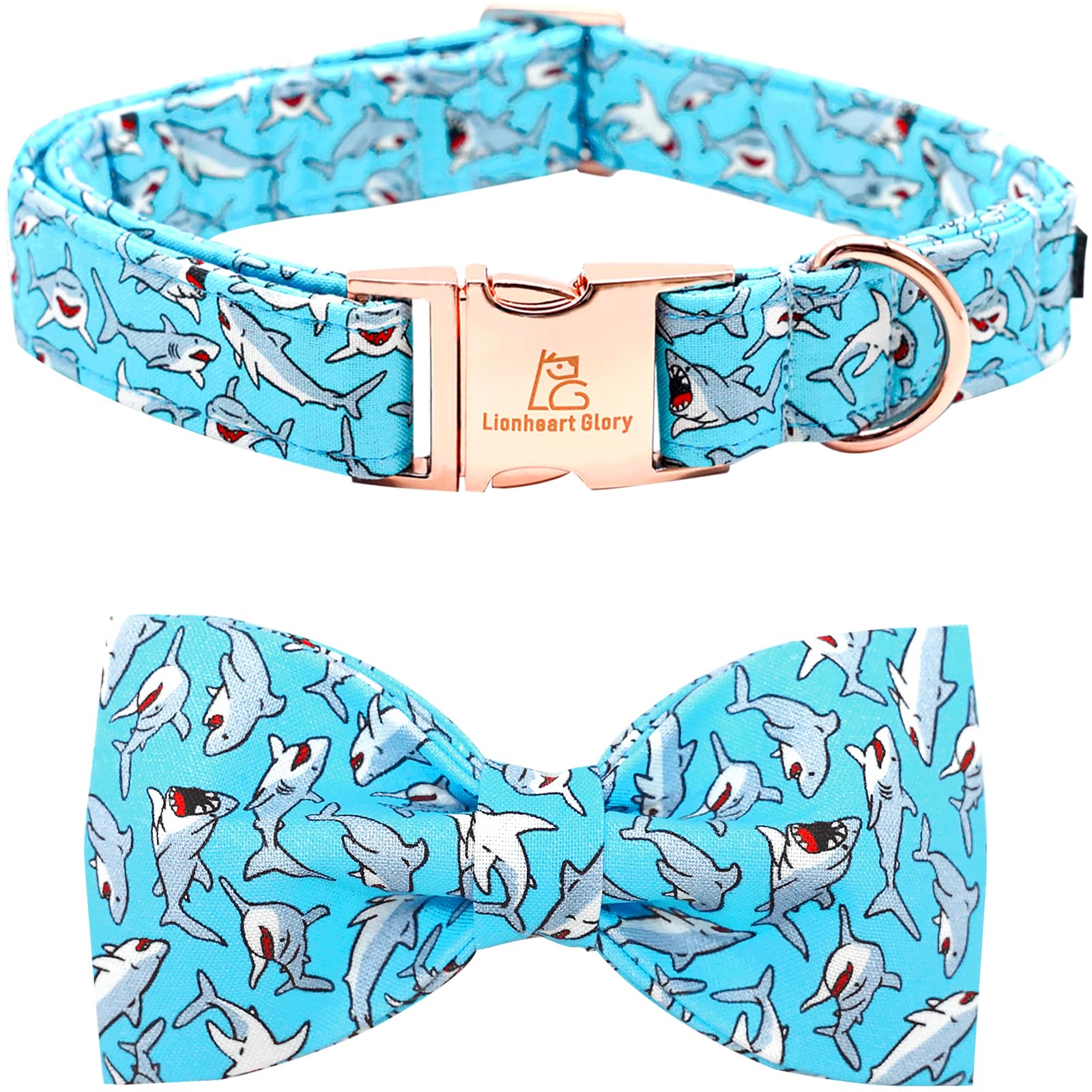 Lionheart glory blue bow shark print collar for daily wear