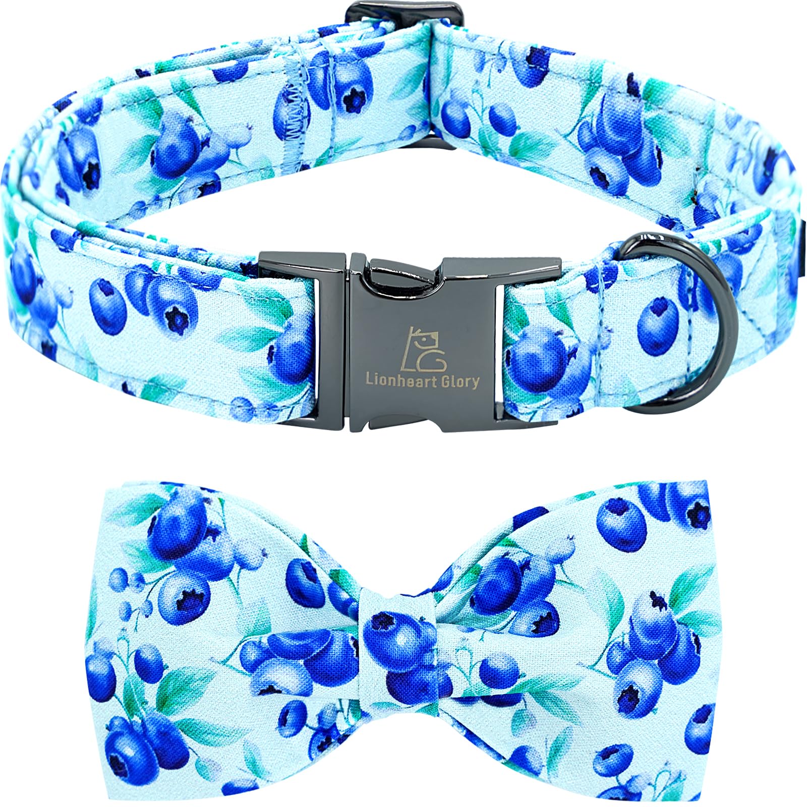 Lionheart Glory blueberries-print dog collar for daily wear and photo-worthy moments.