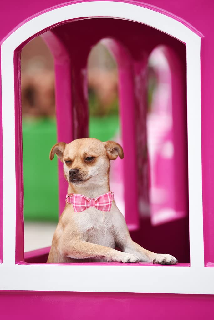 Lionheart Glory pink plaid collar keeps the bow securely in place during play.