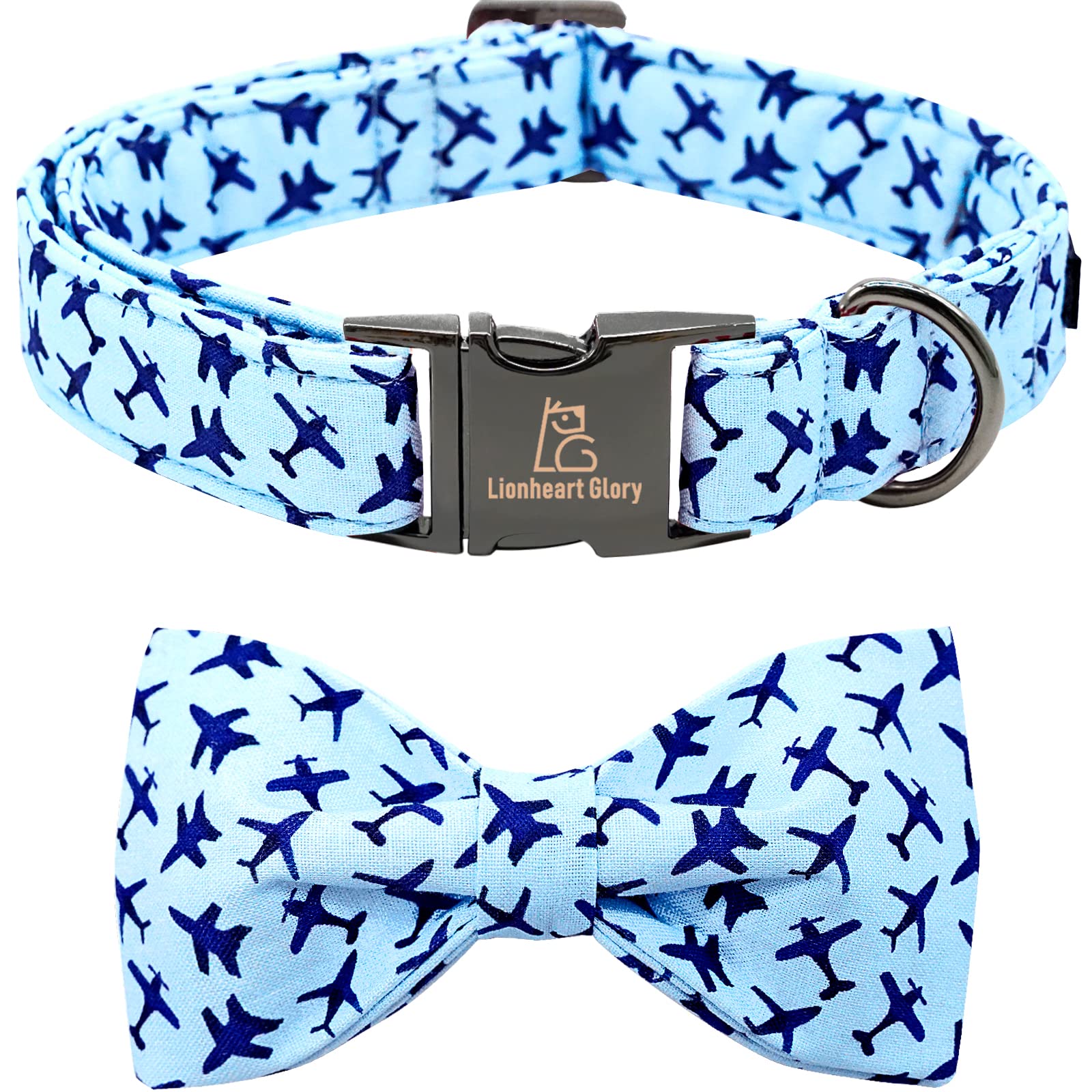 Lionheart Glory dog collar with blue bow for stylish everyday wear