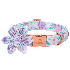 Lionheart Glory dog collar with purple flower removable decoration for versatile styling.