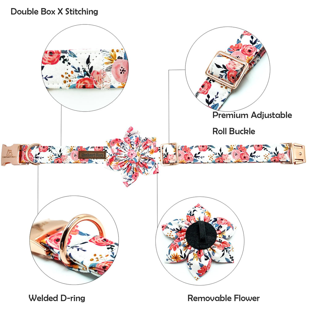 Lionheart glory Floral Dog Collar features removable flower accent for versatile styling