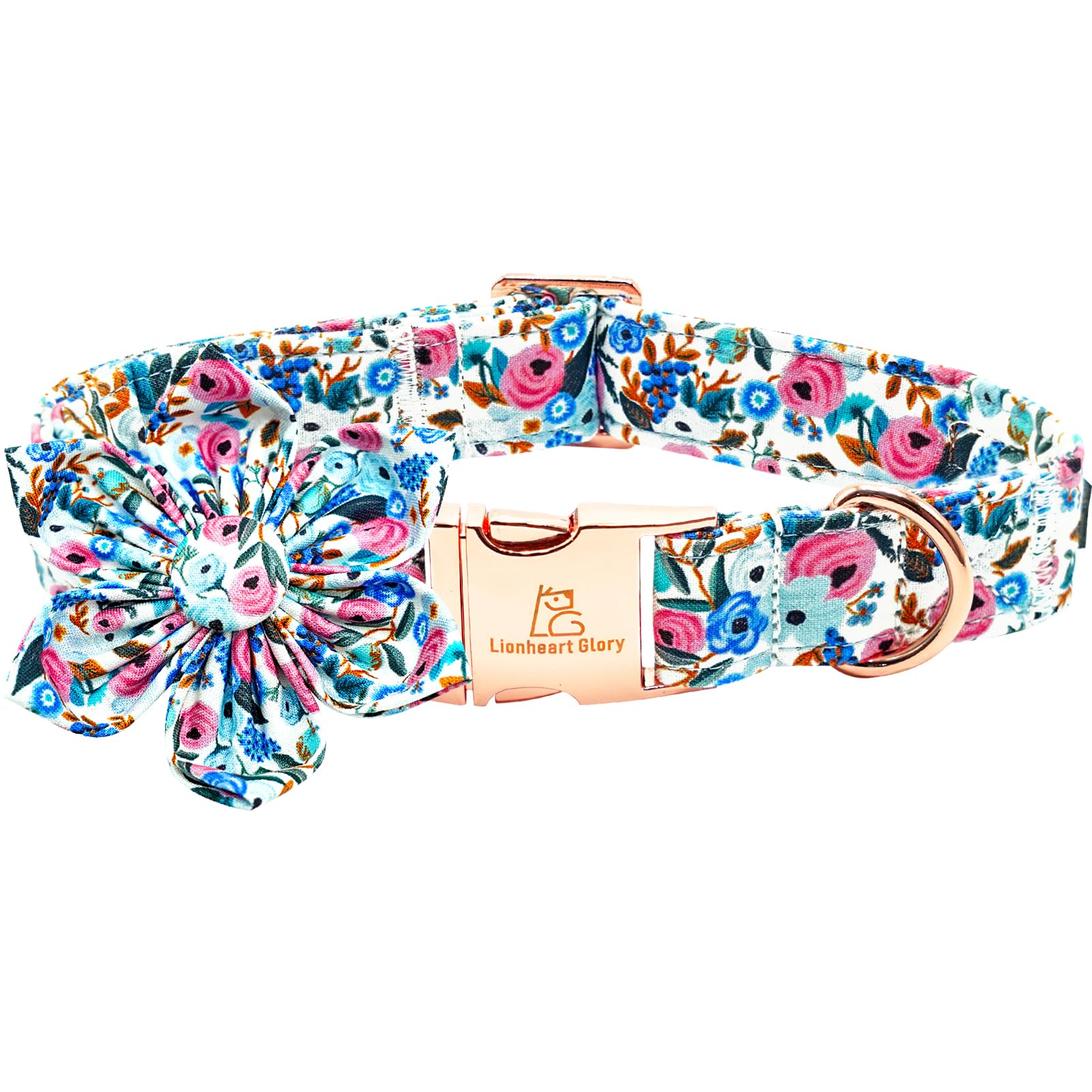 Lionheart Glory floral dog collar showcases soft cotton for comfortable daily wear