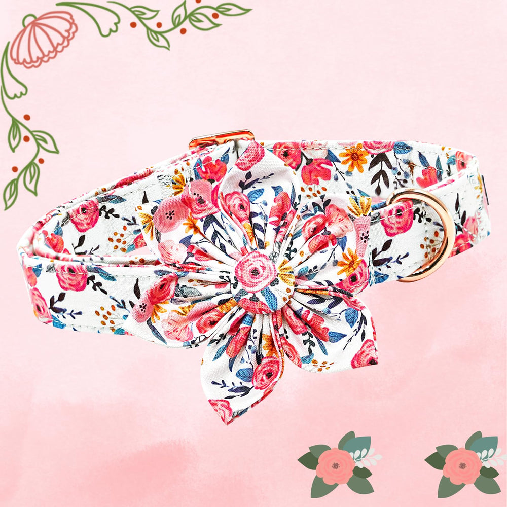 Lionheart glory Floral Dog Collar demonstrates soft cotton material for gentle skin contact