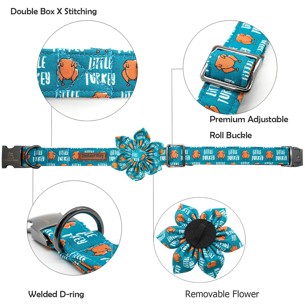 Lionheart Glory flower collar detail showing removable blossom for seasonal switching