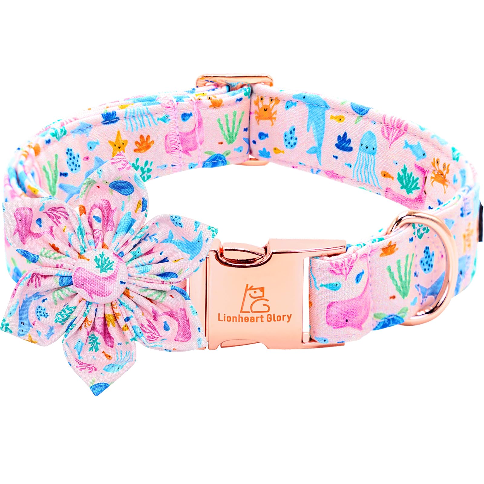Lionheart glory flower-collar-pink with removable bloom enhances cute, photo-ready daily wear.