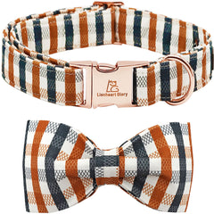 Lionheart Glory plaid dog collar with durable D-ring and soft cotton for daily wear.