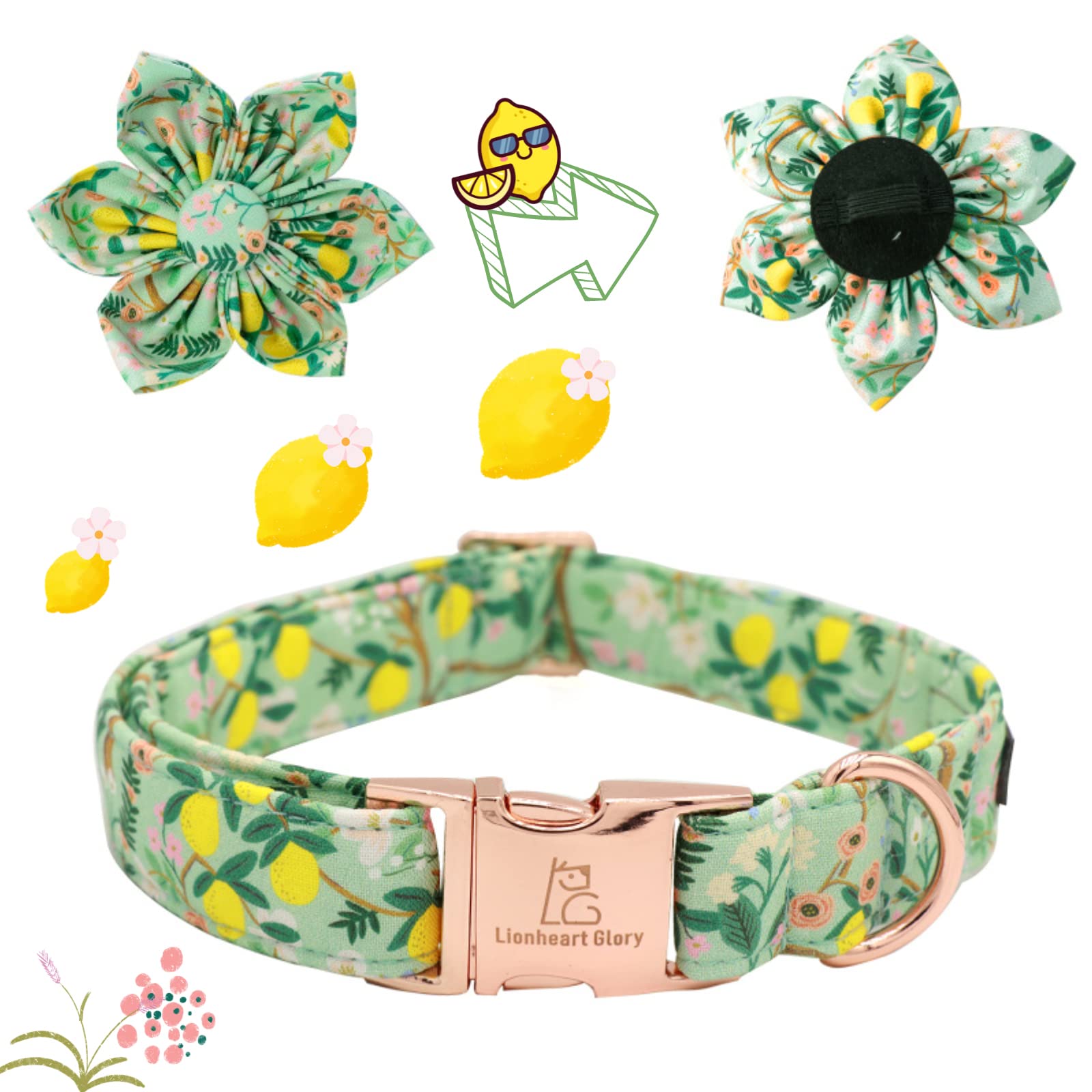 Lionheart Glory removable flower accessory fits most collars for versatile style