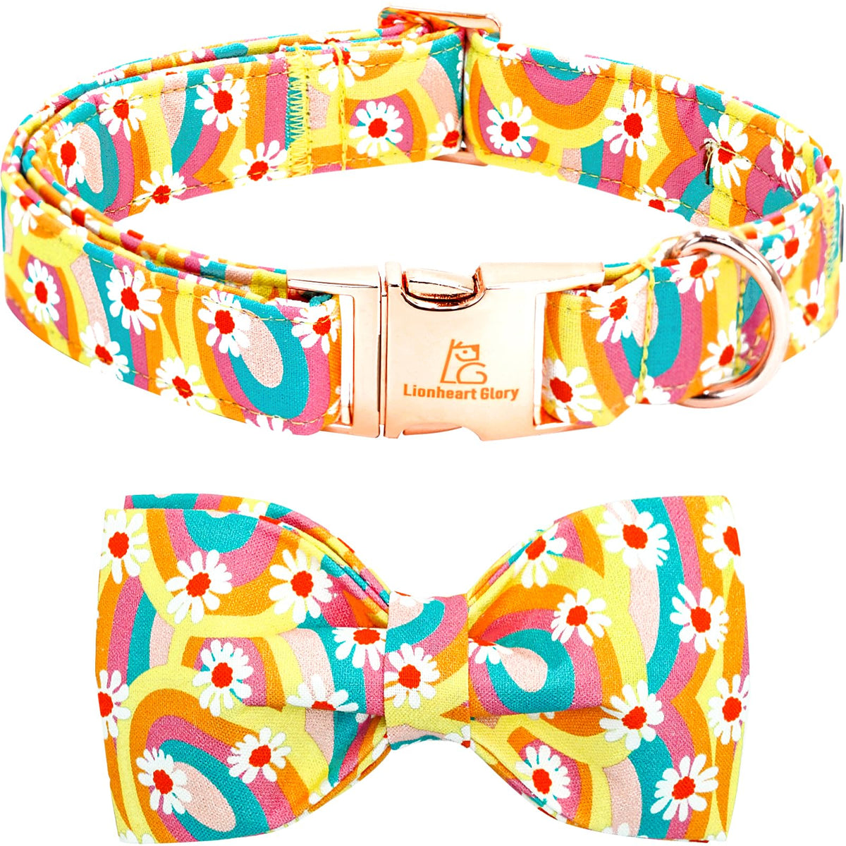 Lionheart glory sunflower-pattern dog collar with bright, comfortable fit.