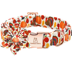 Lionheart glory turkey dog collar with flower decor for festive small-dog style.