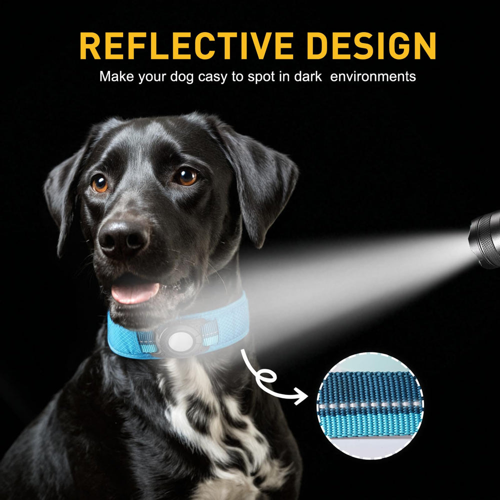 LIOPARD AirTag collar with breathable mesh padding for comfort on long walks