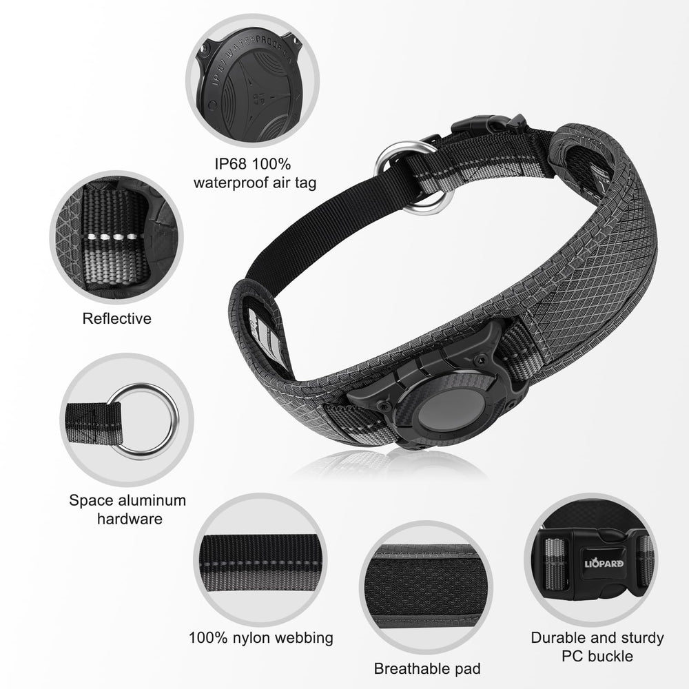 LIOPARD AirTag collar with 3M reflective stitching for night visibility