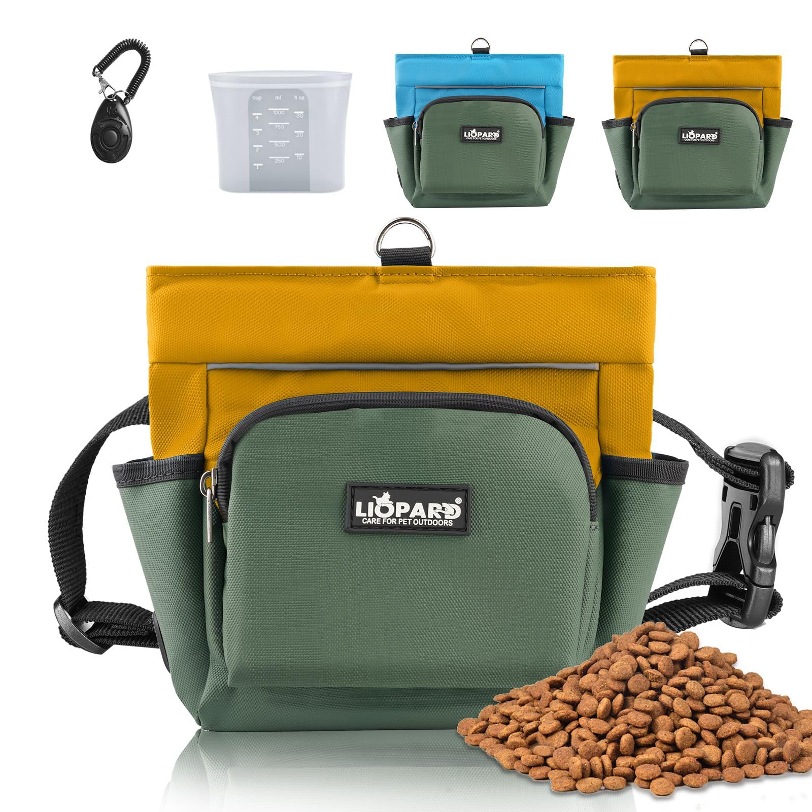LIOPARD dog treat pouch yellow clip for hands-free training on the go.