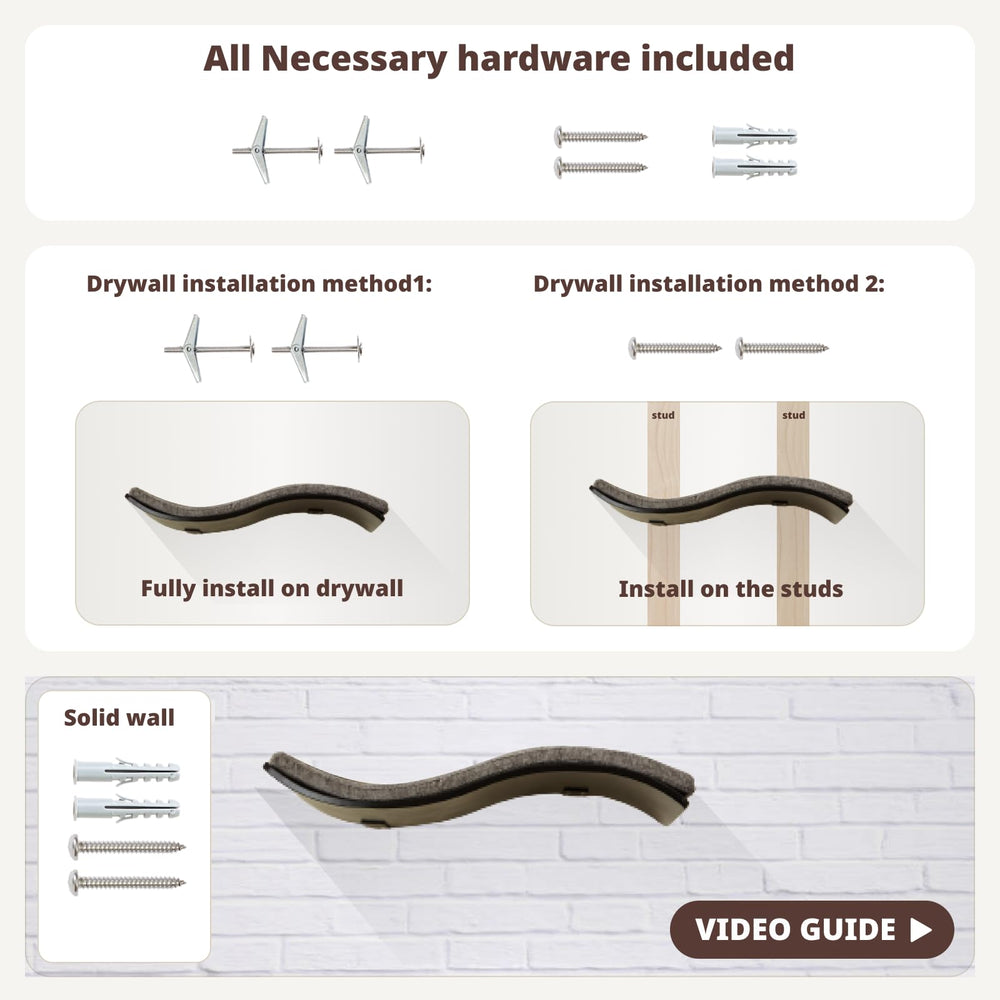 LIORCE cat shelf installation hardware ensures quick, easy setup.