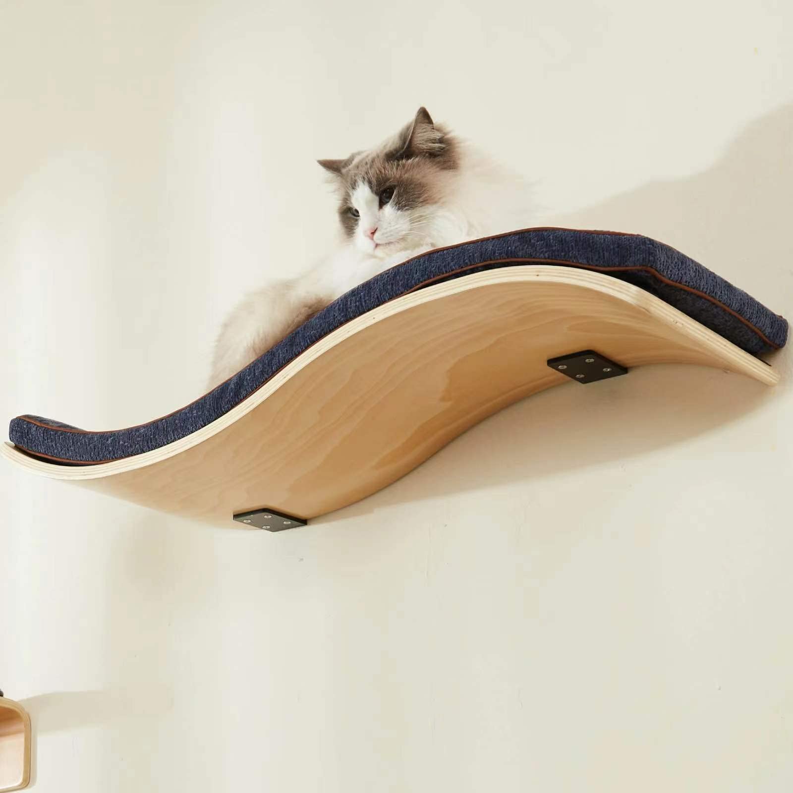 LIORCE Wall-mounted perch spacious enough for two cats to cuddle.