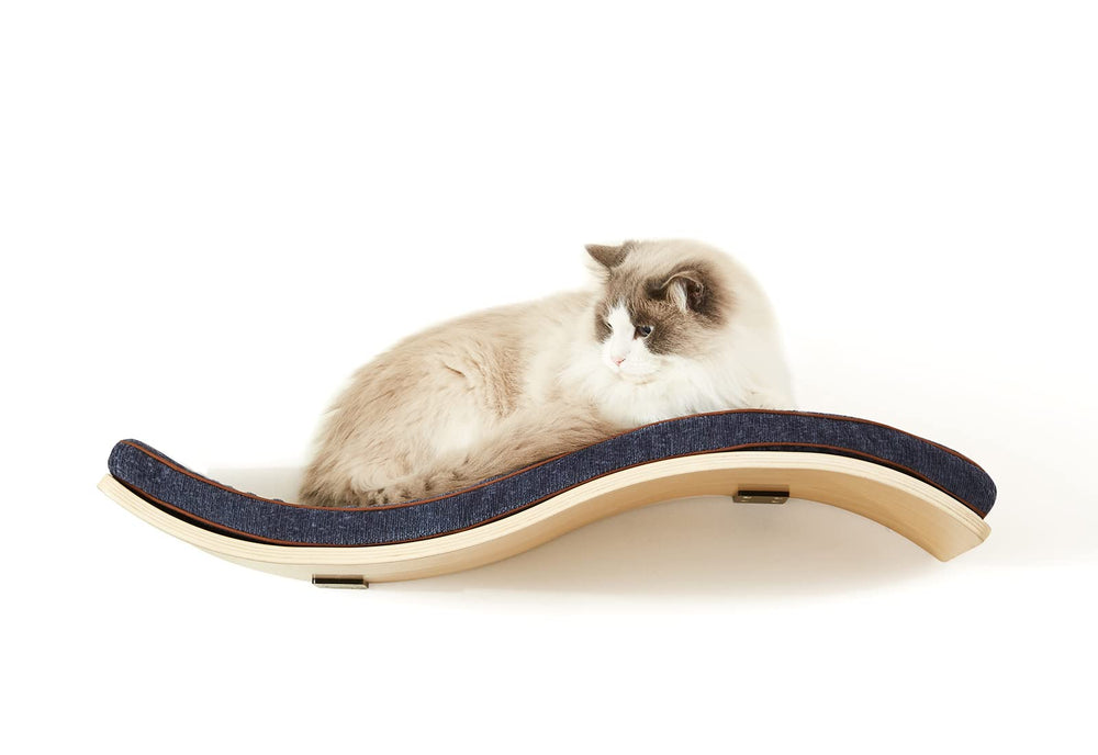 LIORCE Wave Cat Shelf on wall provides elevated viewing and cozy lounging for cats.