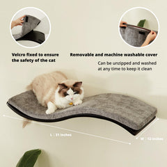 LIORCE cat shelf wave design adds stylish space-saving wall perch.