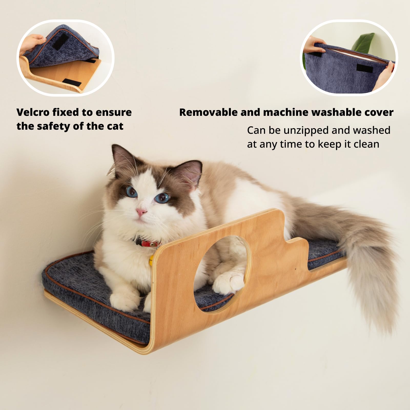 LIORCE cat wall bed 19x10 inches offers generous stretch space.