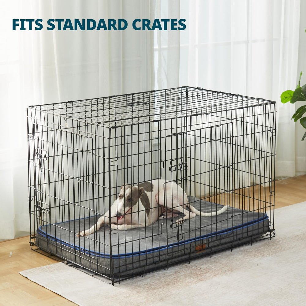 LIORCE memory foam large dog bed fits 36-inch crates for versatile placement.