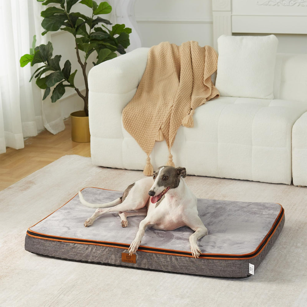 LIORCE memory foam large dog bed setup in living room or car demonstrates versatile placement.