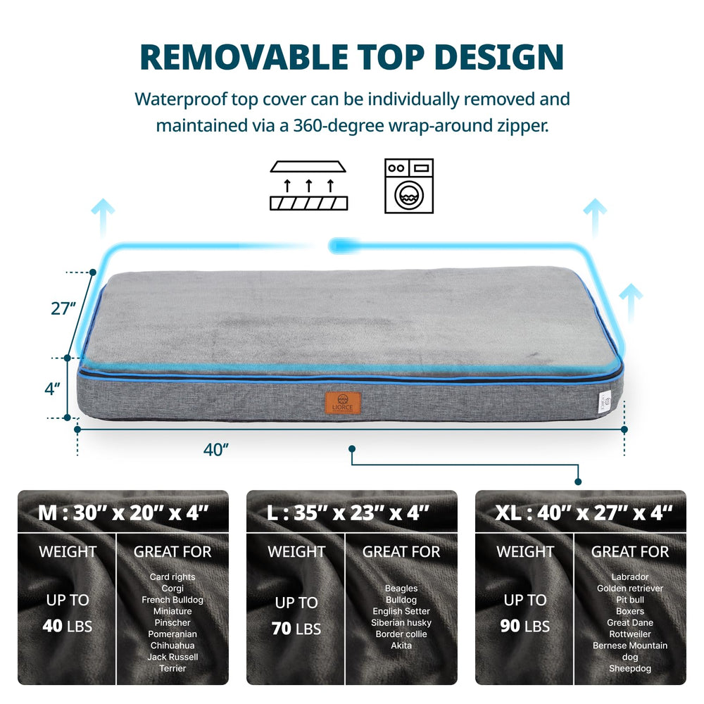 LIORCE Memory Foam XL Dog Bed fits 42-inch crates