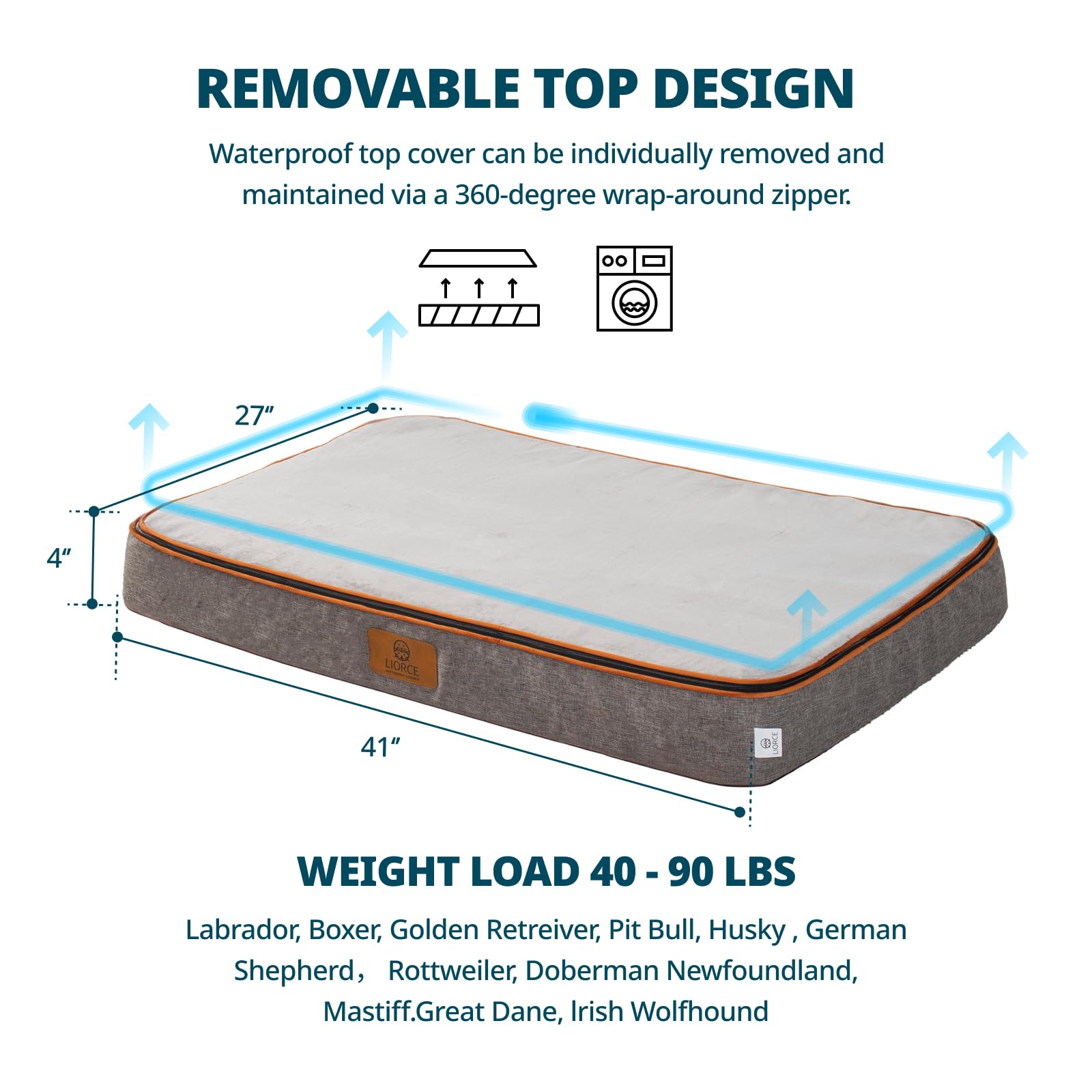 LIORCE Memory Foam XL Dog Bed in living room setup demonstrates versatile placement