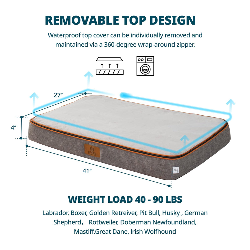 LIORCE Memory Foam XL Dog Bed in living room setup demonstrates versatile placement