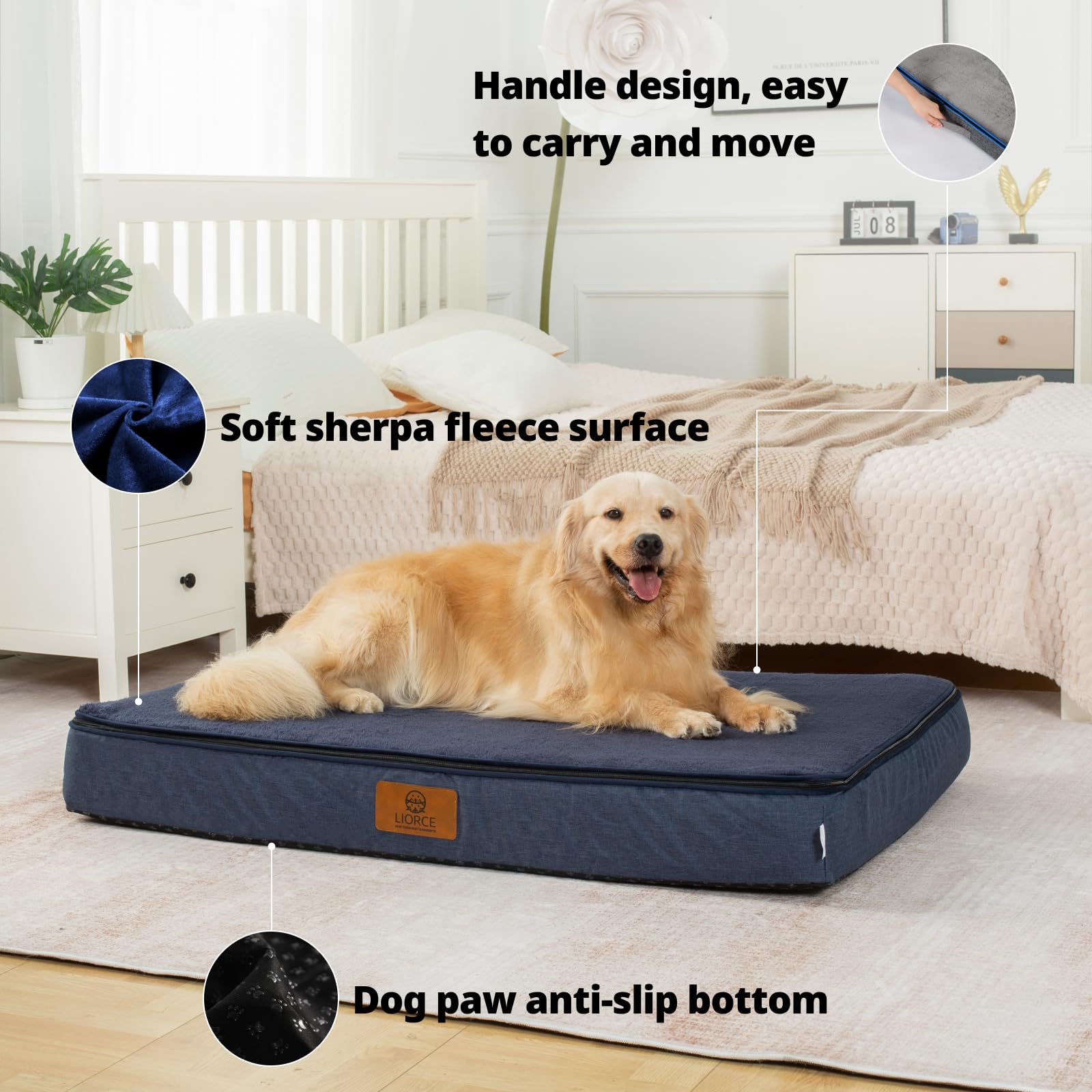 LIORCE giant bed in navy, ideal for big dogs at home
