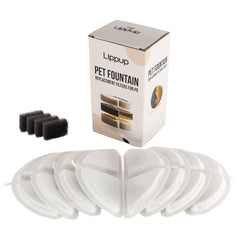 LIPPUP replacement filters for stainless steel cat fountain—8-pack for continuous clean water.