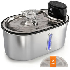 LIPPUP wireless cat water fountain front view showing 108oz capacity for busy households