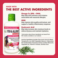 LIQUID-VET K9 Itch & Allergy dog eating shows easy mix-in with meals.